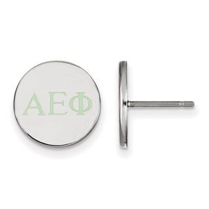 Sterling Silver Alpha Epsilon Phi Enamel Greek Letters Post Earrings